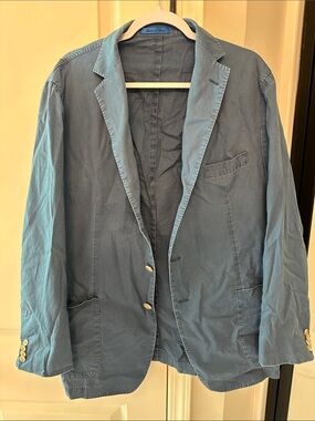 Men's Washed Blue Casual Sport Coat Blazer